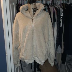 Express quarter zip fuzzy sweater